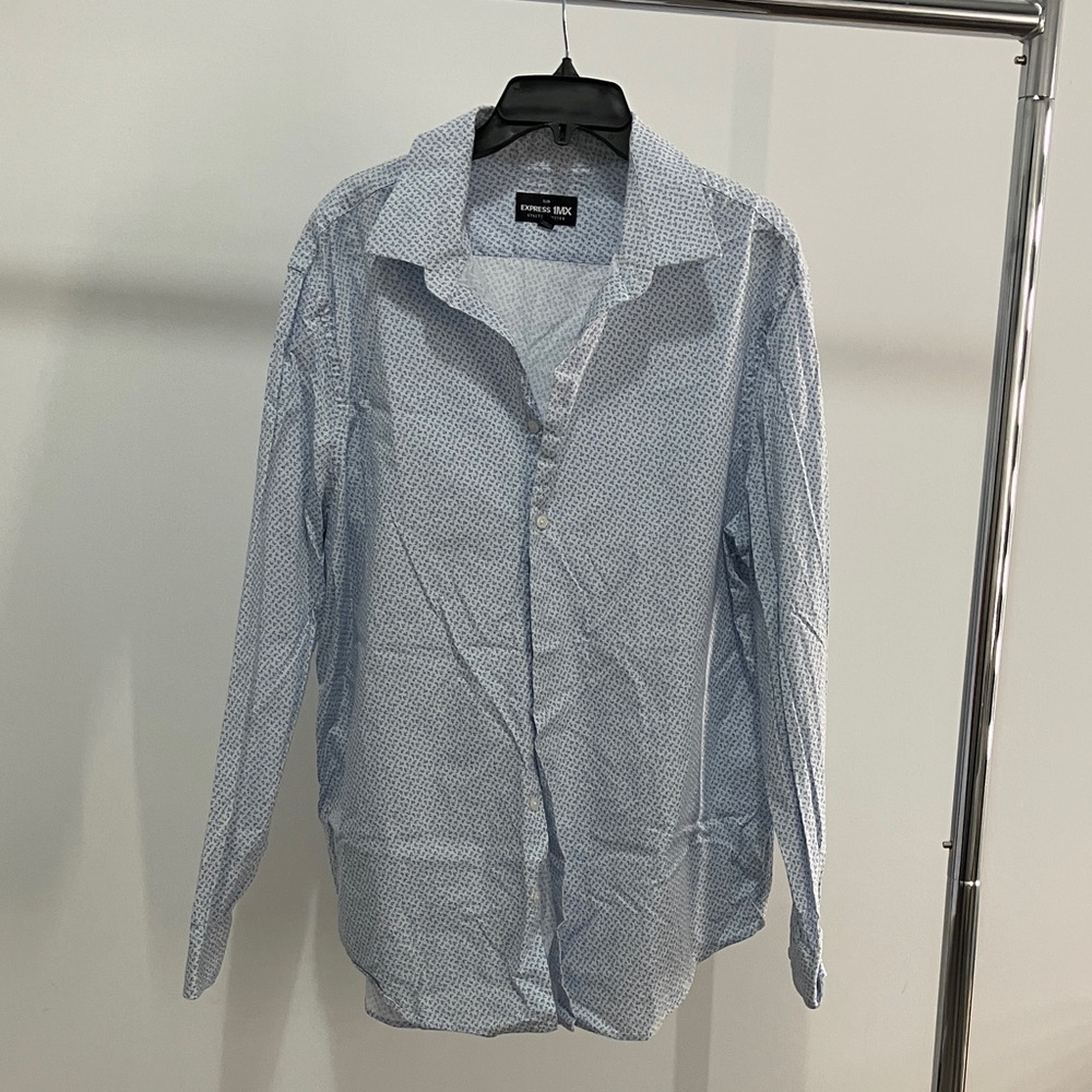 Express 1MX Blue Patterned Shirt